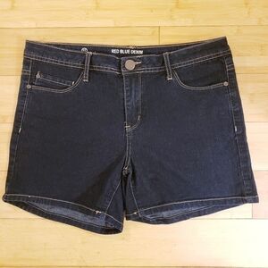 Red Blue Denim Shorts Dark Wash Juniors 11 Cute Summer Basic Everyday Casual EUC